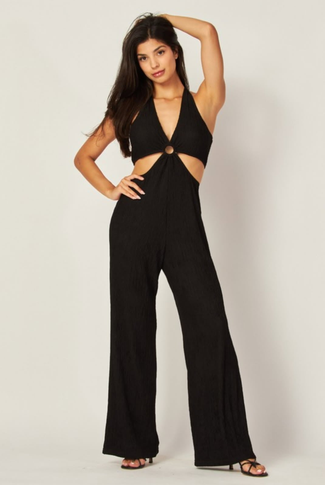 Cut Out Blk Jumpsuit