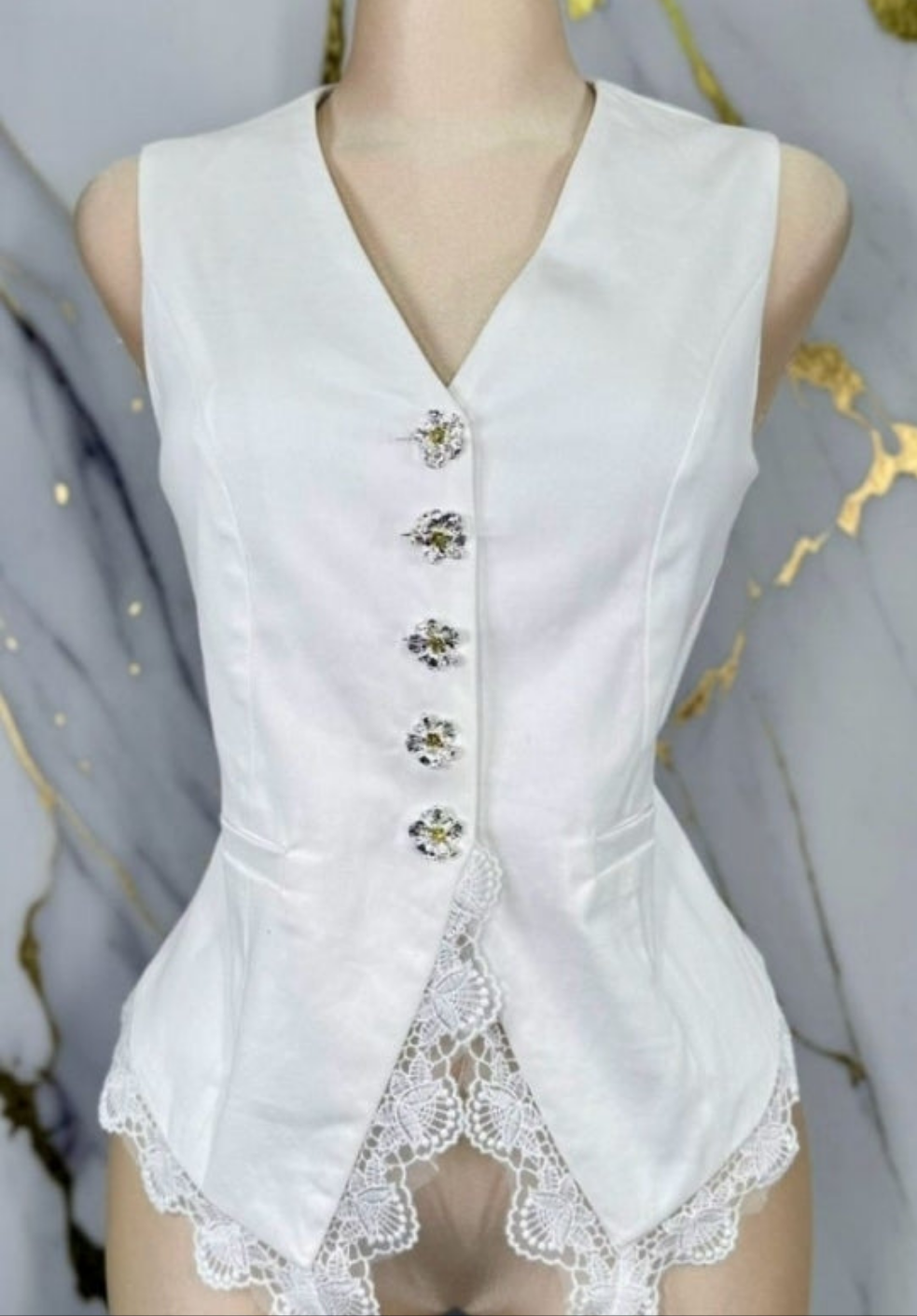 Grace White Vest