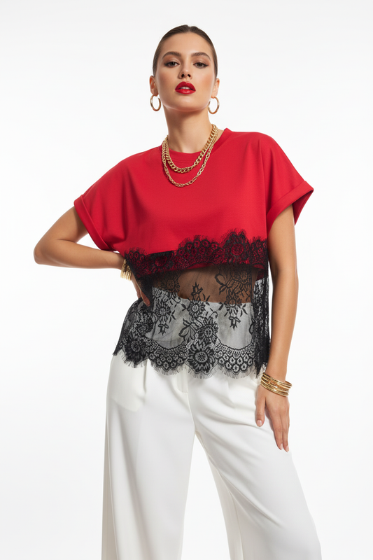 Blusa Crop Roja Fondo Blanco