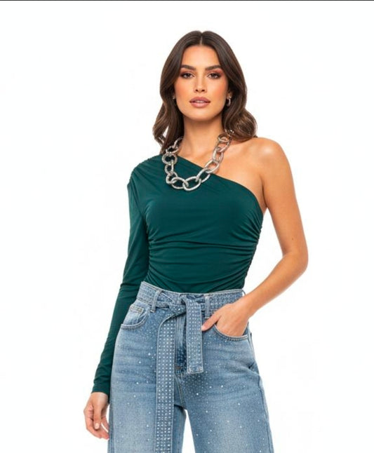 Emerald one shoulder Top.
